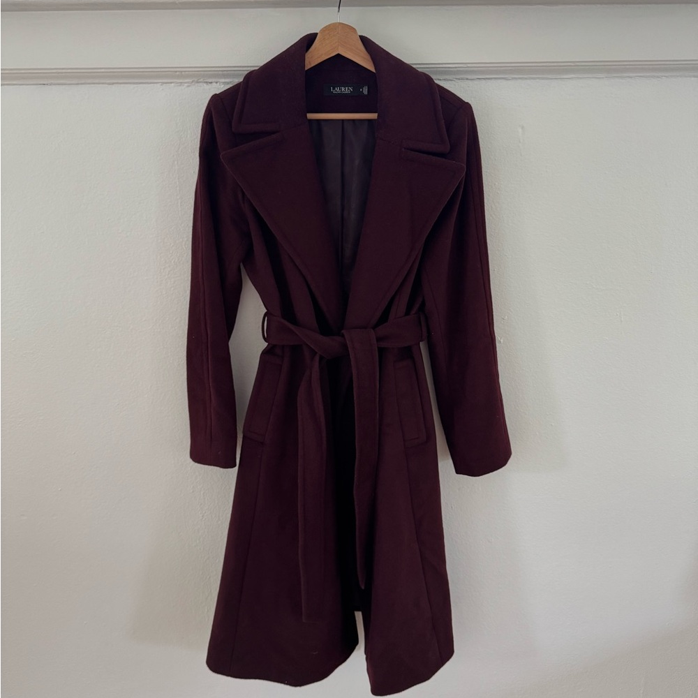 Lauren by Ralph Lauren Deep Burgundy Wrap Coat